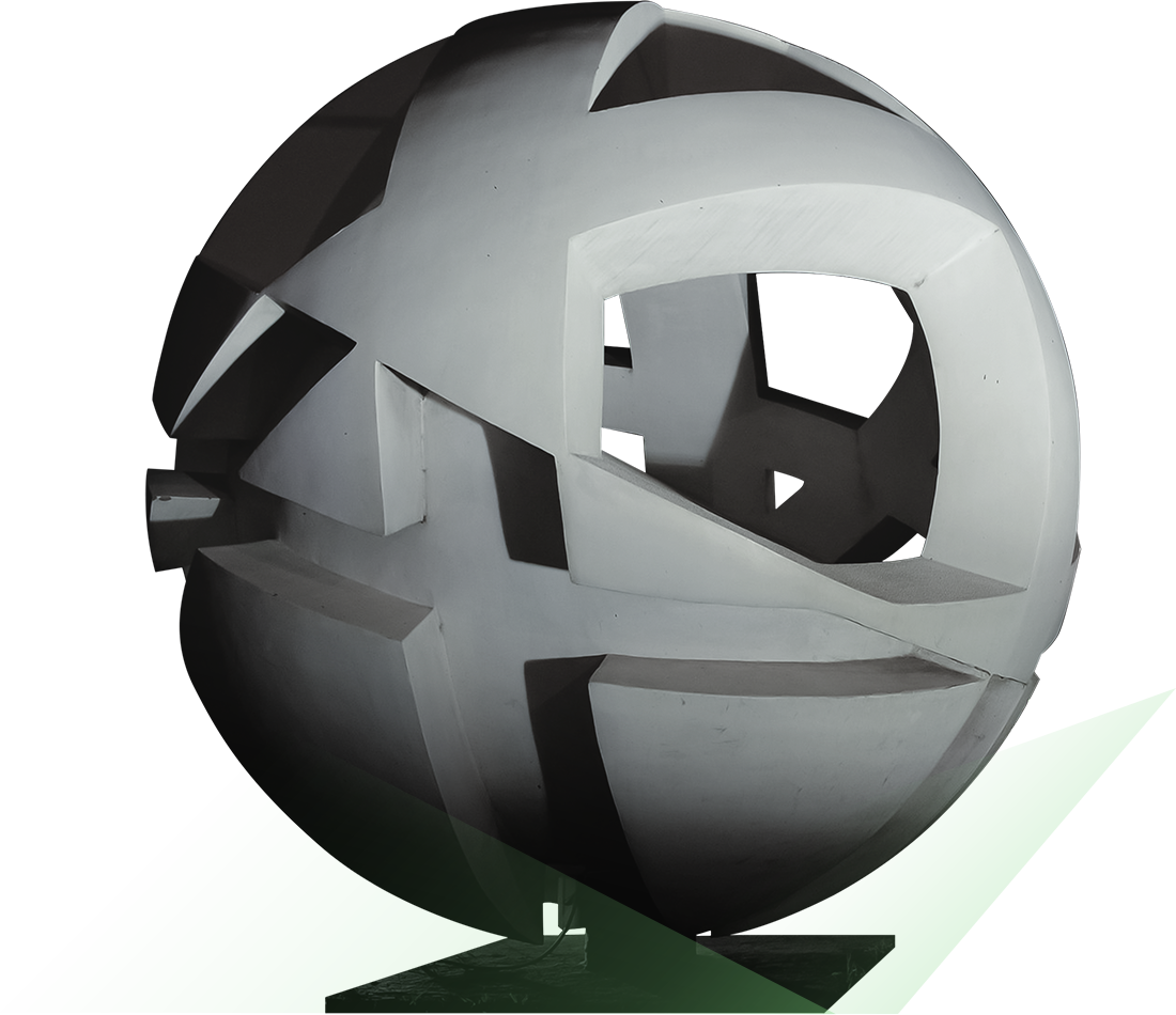 Abstract white sphere sculpture